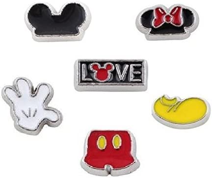 Love Mickey Theme Set of 6 Floating Charms for Locket Pendant