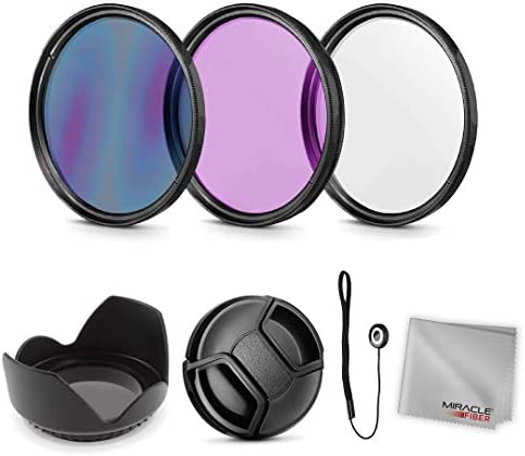 Zeikos 52MM Multi-Coated UV-CPL-FLD Professional Lens Filter Kit, Tulip Flower Lens Hood, Lens Cap and Lens Cap Keeper with Pouch and Miracle Fiber Microfiber Cloth