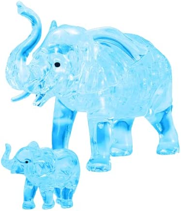 Elephant and Baby (Blue) Standard Crystal Puzzle from BePuzzled, 3D Crystal Puzzles and Brainteasers for Puzzlers Ages 12 and Up