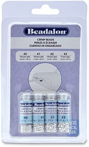Beadalon Crimp Bead Assorted Sizes Variety Pack Silver Plated – 600 pcs, Sizes 0, 1, 2, 3, for Jewelry Making & Beading