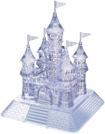 Bepuzzled Original 3D Crystal Puzzle Deluxe – Castle, Clear – Fun yet challenging brain teaser that will test your skills and imagination, For Ages 12+
