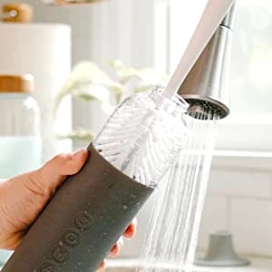 Dish Brush, Cleaning, Glass, Scratch Resistant, Nylon, Bamboo, Durable, Stand, Bottle, Silicone, 