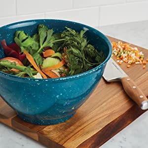 Rachael Ray melamine garbage bowl makes prep and cleanup easier than ever