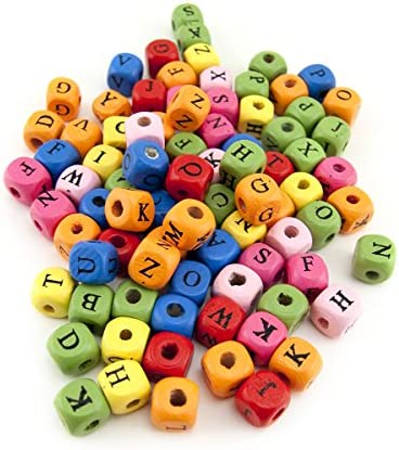 Hygloss Products ABC Wood Beads – Bright Colored Wooden Alphabet Craft Letter Beads – 10mm, 225 Pack (8906)