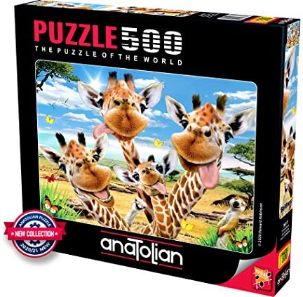 Anatolian Puzzle – Giraffe Selfie – 500 Piece Jigsaw Puzzle #3617, Multicolor