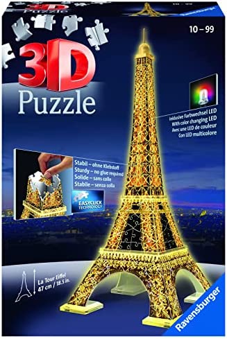Ravensburger Eiffel Tower – Night Edition – 216 Piece 3D Jigsaw Puzzle for Kids and Adults – Easy Click Technology Means Pieces Fit Together Perfectly