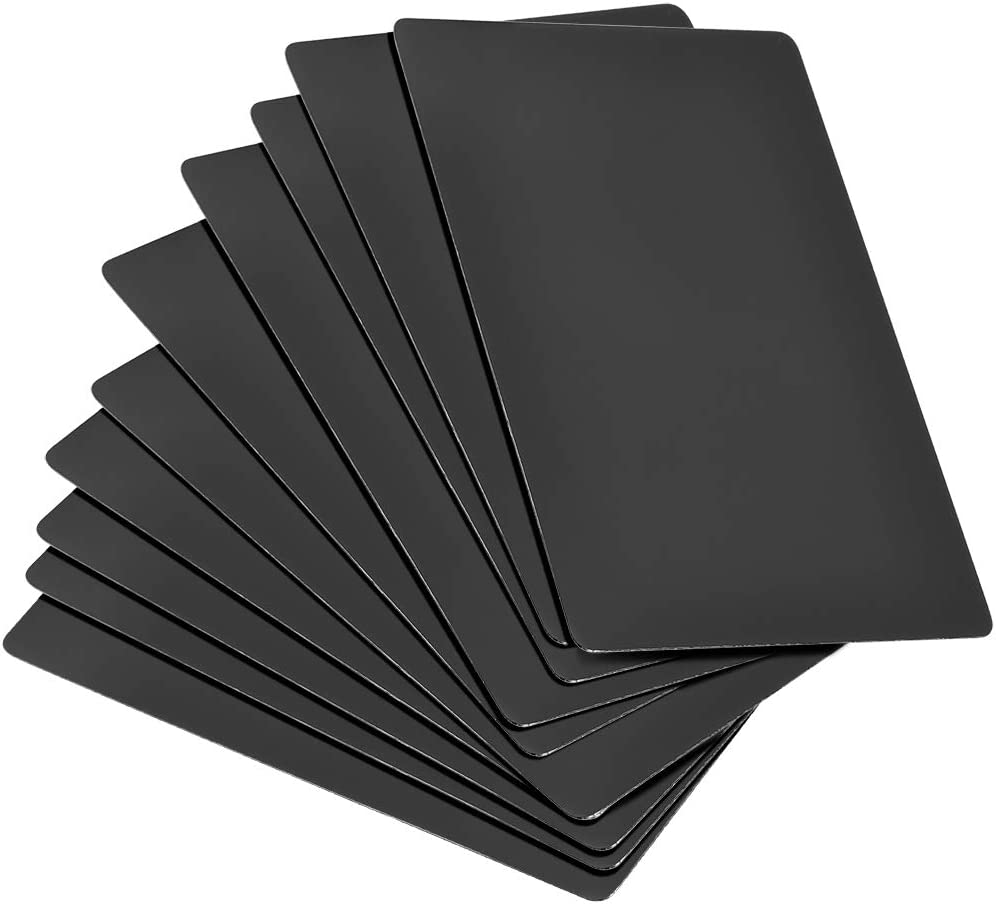 uxcell Blank Metal Card 100x60x0.3mm Painted Aluminum Plate for DIY Laser Printing Engraving Black 10 Pcs