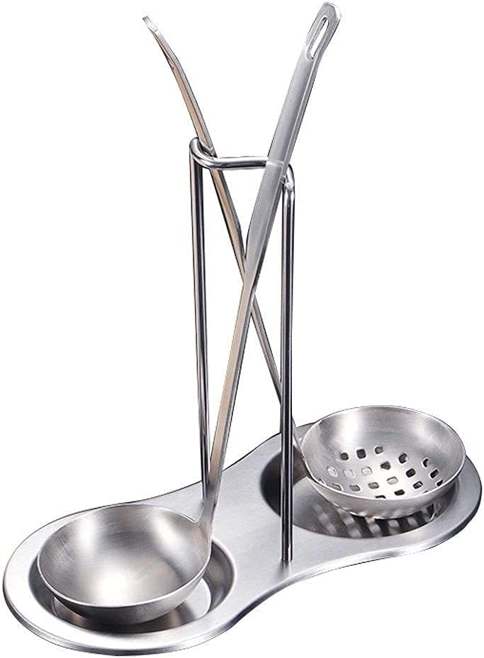 Pho spoon, Soup Ladle Stainless Steel Ladle and Upright Spoon Rest Set Brushed Matte Look Ladle Spoon and Holder Cooking Utensils Stand Tray Stainless Steel Soup Ladle (Size  Small) (Size : S)