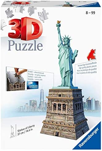 Ravensburger Statue of Liberty 108 Piece 3D Jigsaw Puzzle for Kids and Adults – Easy Click Technology Means Pieces Fit Together Perfectly , Blue