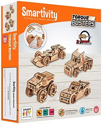 Smartivity Torque Busters 3D Wooden Car Engineering STEM Toy Building Set for Kids Ages 6 and Up