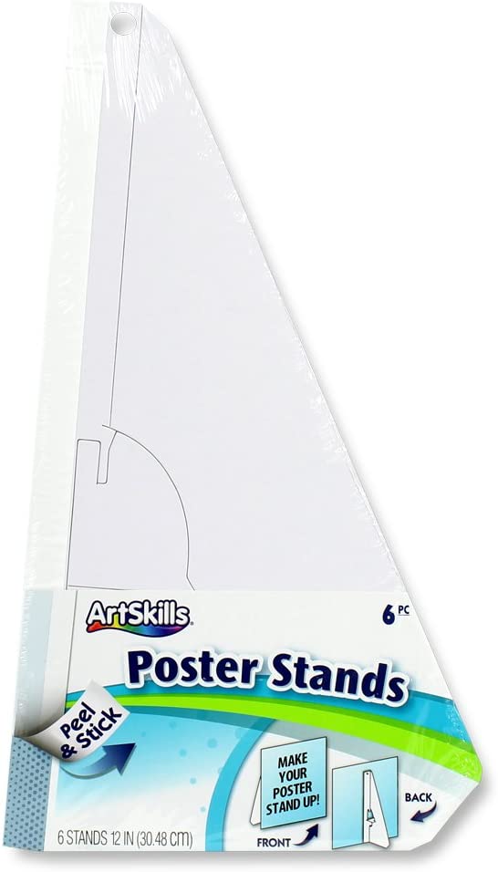 ArtSkills PA-1260 12″ White Easel Back Poster Stands, Convenient Peel and Stick, 6-Pack, 6 Pack-12 Inch