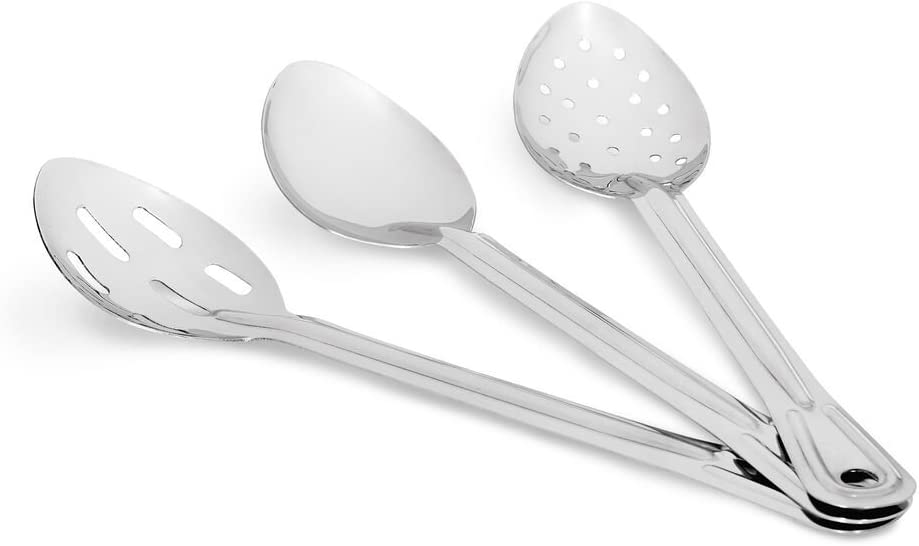 Artisan 3-Piece, 13-Inch Stainless Steel Serving Spoon Set with Slotted Spoon, Serving Spoon, and Perforated Spoon