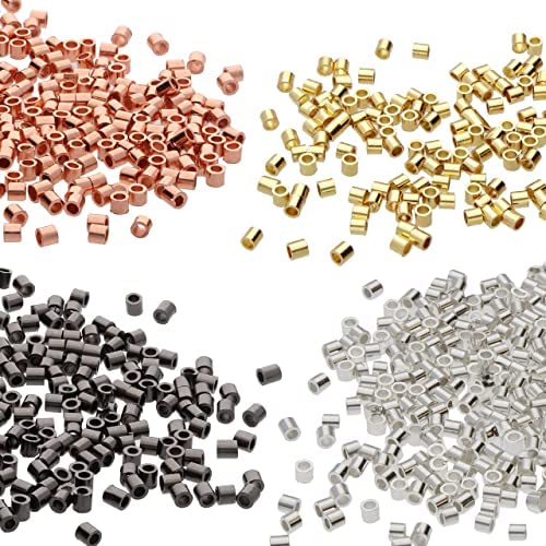 Beadsmith 4-Color Variety Pack Plated Crimp Tube Beads, 2×2 mm, 500-Pack