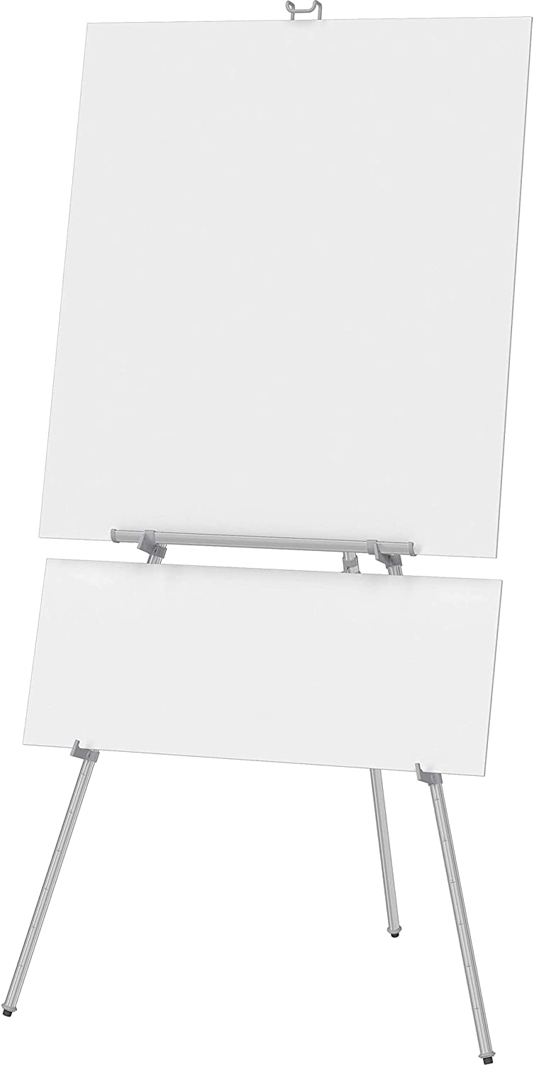 Quartet Easel, Aluminum, Heavy-Duty, Telescoping, 66″ Max. Height, Supports 45 Lbs, Silver (55EX)