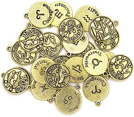 Cousin DIY Zodiac Charm Set, 24 Count, Gold 24 Count