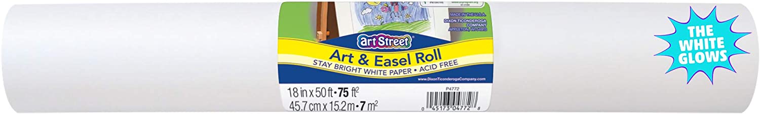 Art Street Art & Easel Roll, White, 18″ x 50′, 1 Roll