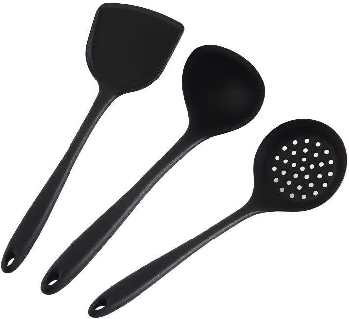 YFQHDD Silicone Turner Skimmer Soup Spoon Non-Stick Heat-Resistant Soup Ladle Kitchen Utensil Tool