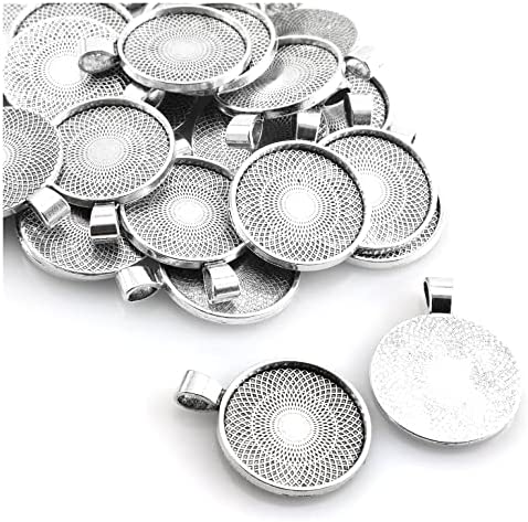 Lind Kitchen 25pcs Round Bezel Pendant Trays Setting Cabochon Blank Base for DIY Crafting Photo Jewelry Findings Making Accessories 25mm