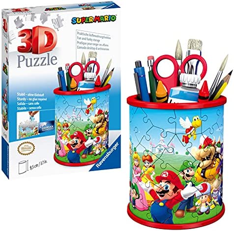 Ravensburger Super Mario Brothers Pencil Pot 3D Jigsaw Puzzles for Kids Age 6 Years Up – 54 Pieces – No Glue Required