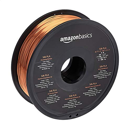 Amazon Basics SILK PLA 3D Printer Filament, 1.75mm, Copper, 1 kg Spool (2.2 lbs)