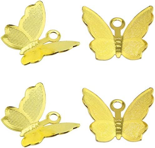 Lind Kitchen 100pcs Mini Butterfly Charms Metal Small Butterfly Charm Pendants Supplies 13x11mm for DIY Craft Jewelry Making Findings Accessories(Gold)