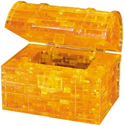 Bepuzzled Original 3D Crystal Puzzle – Treasure Chest, Gold – Fun yet challenging brain teaser that will test your skills and imagination, For Ages 12+