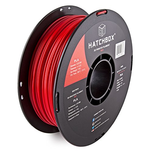HATCHBOX 3D PLA-1KG3.00-RED PLA 3D Printer Filament, Dimensional Accuracy +/- 0.03 mm, 1 kg Spool, 3.00 mm, Red