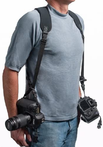 OP/TECH Double Sling Neoprene Harness Carries 2 Cameras in Sling Style – Black