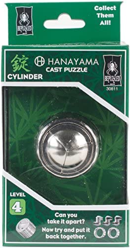 BePuzzled 30811 Cylinder Hanayama Cast Metal Brain Teaser Puzzle (Level 4) Puzzles For Kids & Adults Ages 12 & Up , Green