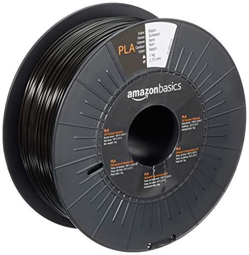 Amazon Basics PLA 3D Printer Filament, 1.75mm, Black, 1 kg Spool