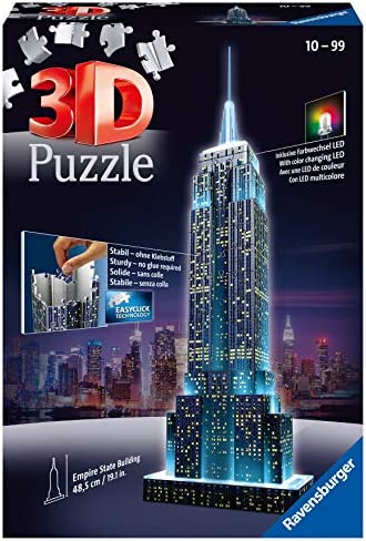 Ravensburger Empire State Building – Night Edition – 216 Piece 3D Jigsaw Puzzle for Kids and Adults – Easy Click Technology Means Pieces Fit Together Perfectly