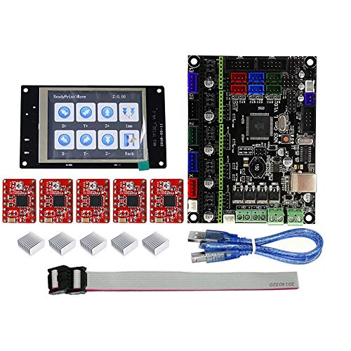 YUTOOL Full Color LCD Touch Screen + MKS-GEN L Mainboard with 5Pcs Red A4988 Driver 3D Printer Controller Board Kit
