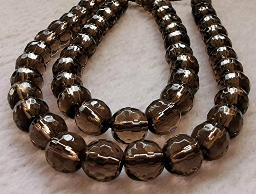 Wholesale Topaz Smoky Quartz Faceted Ball Round Beads 6mm 8mm 10mm 12mm Czech Crystal for Necklace-Bracelet Gemstone 16″ Strand (10mm)