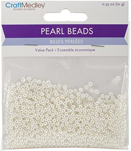CraftMedley 850 Piece Acrylic Pearl Beads, 3mm, Ivory