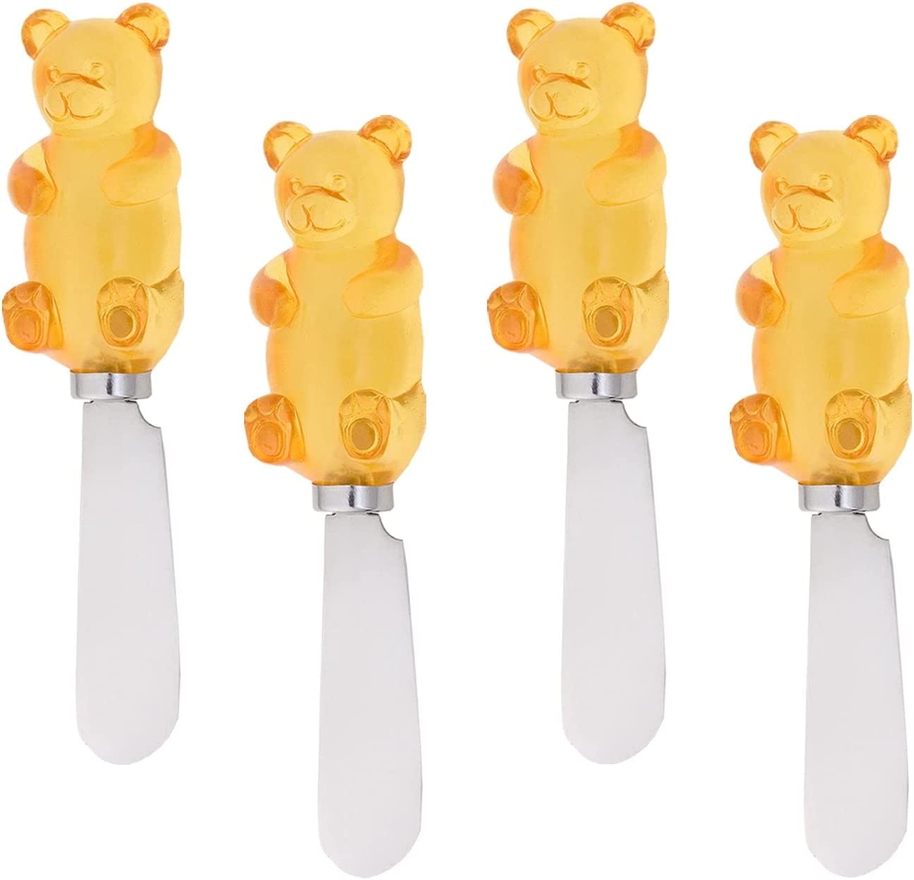 Supreme Housewares 4-Piece Hand Painted Resin Handle with Stainless Steel Blade Cheese Spreader, Butter Spreader knives (Fleur