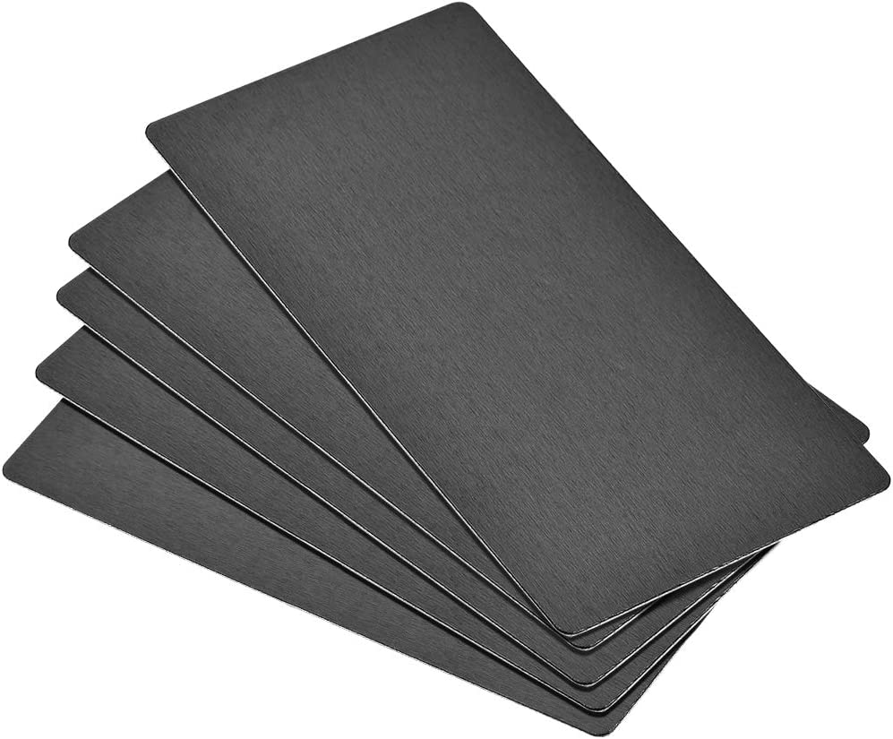 uxcell Blank Metal Card 100x50x0.5mm Anodized Aluminum Plate for DIY Laser Printing Engraving Black 5 Pcs