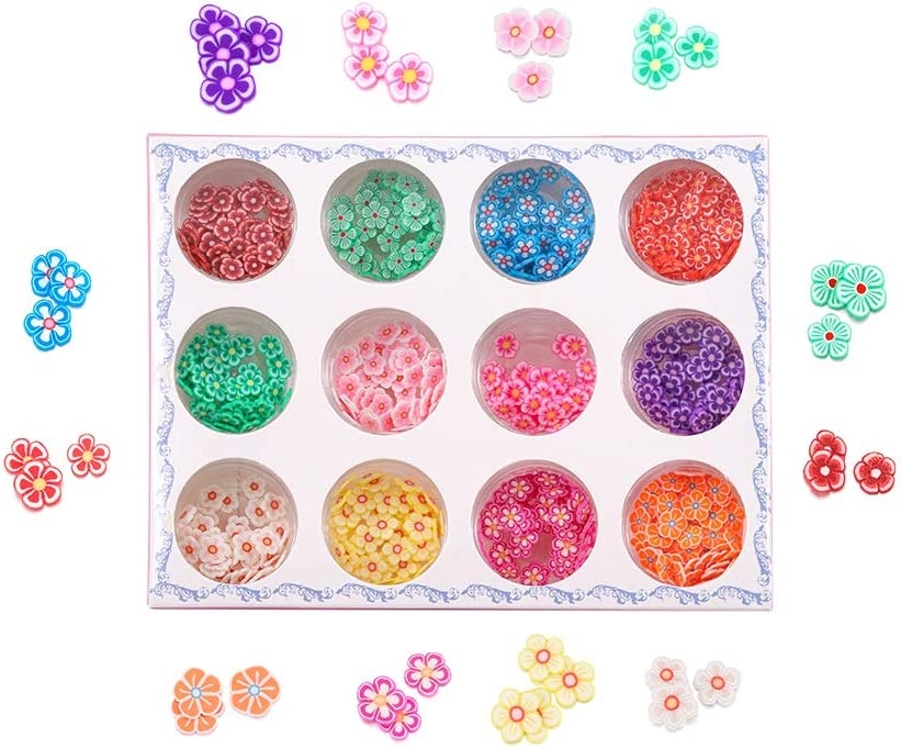 12 Bottles/Pack Flower Animal Fruit Resin Filling Glitter Soft Clay for DIY Epoxy Resin Mold Decor Nail Art Jewelry Making Tools