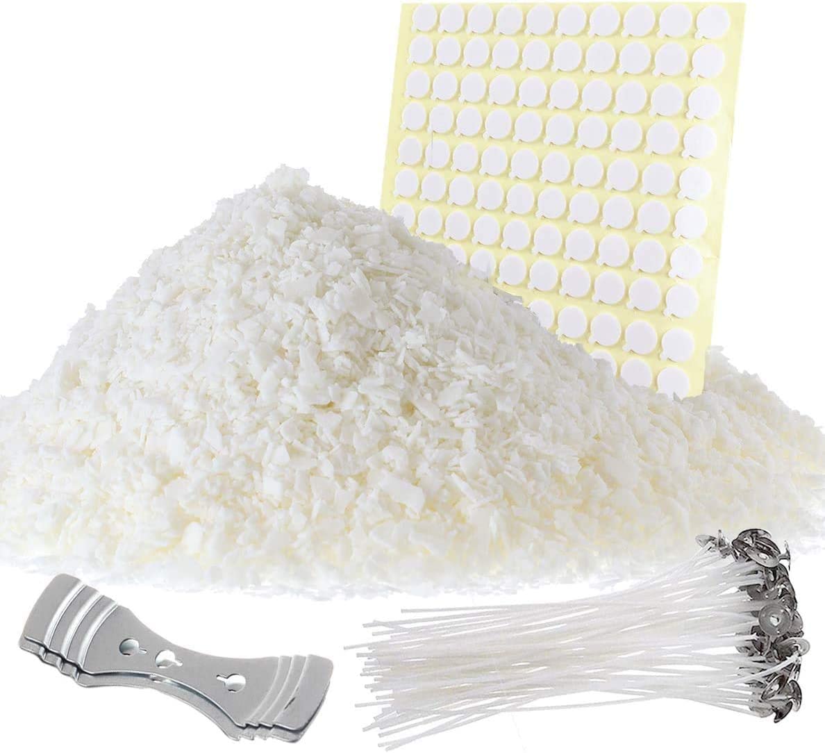 Etienne Alair Natural Soy Wax Kit – Includes; 10 Lbs Soy Candle Wax Flakes, 100 Cotton Wicks, 2 Wick Holders.