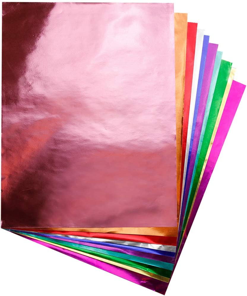 Hygloss Products Metallic Foil Paper – Great for Arts & Crafts, Classroom Activities & Artists – 8.5″ x 10″ – 2 Each of 10 Colors (Colors May Vary) – 20 Sheets
