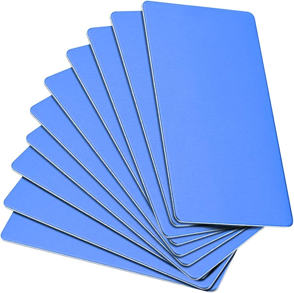 uxcell Blank Metal Card 80x40x0.8mm Anodized Aluminum Plate for DIY Laser Printing Engraving Blue 15 Pcs