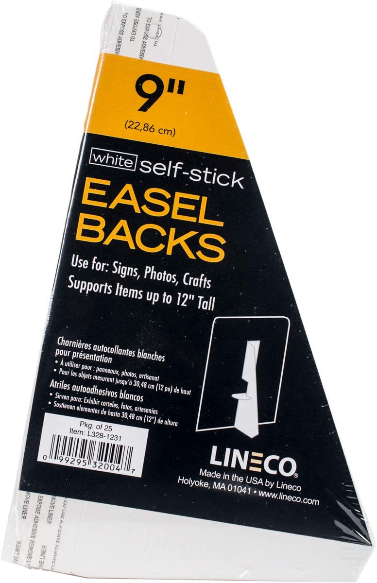 Lineco White Single Self-Stick Chipboard Easel Backs 25/Pkg-Wing, 9″, Count