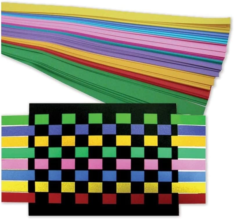 Hygloss Products 15785 Weaving Strips Kit, 250 Strips + 25 Sheets 8.5″X11″ – Black 80# Tag, Assorted, Multicolor