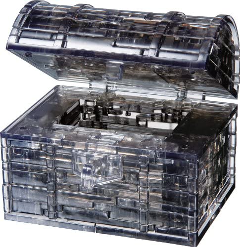 Bepuzzled Original 3D Crystal Puzzle – Treasure Chest, Black – Fun yet challenging brain teaser that will test your skills and imagination, For Ages 12+