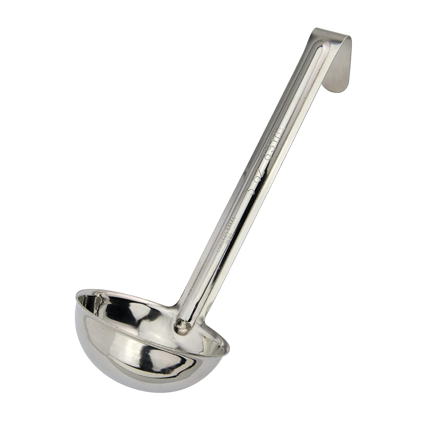 Winco LDI-30SH, 3 Oz Stainless Steel Soup Ladle with 6-Inch Handle, One Piece Sauce Portioner, Solid Serving Spoon, NSF