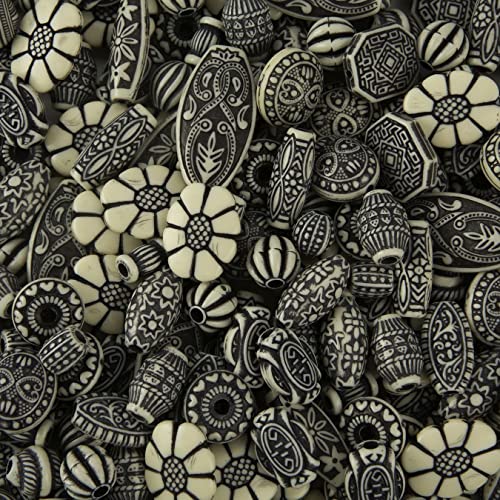 S&S Worldwide Old World Bead Mix – Black and Ivory – 350 Bead Included!