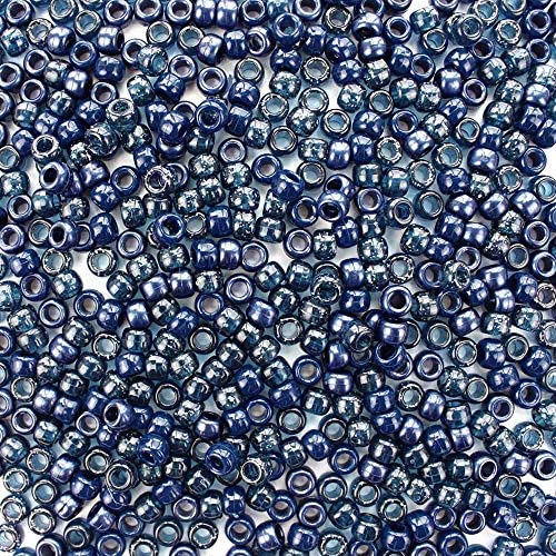 Montana Navy Blue Mix Plastic Pony Beads 6 x 9mm Made in The USA, Craft Beads for Arts Crafts Hair braiding Jewelry Decorations Accessories, 500 Beads