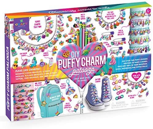 Craft-tastic – DIY Puffy Charm Palooza – Jewelry Making Kit Creates 249 Charms for Bracelets, Necklaces, Pencil Toppers, and Zipper Pulls – Fun Arts and Crafts Kit for Kids
