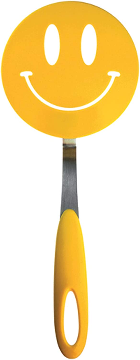 Tovolo Spatulart Smiley Nylon Flex Turner, Spatula Cooking Utensil Co-Molded With Silicone, Sturdy Steel Handle, Safe for Non-Stick Cookware, Face, H x 11.75 x W x 1.25