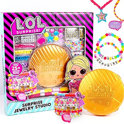 L.O.L. Surprise! Surprise Jewelry Case By Horizon Group USA, Double Feature Series, Create Over 25 Custom Jewelry Pieces, Includes L.O.L. Surprise! Charms, 500+ Beads, Jewelry Storage Case & More