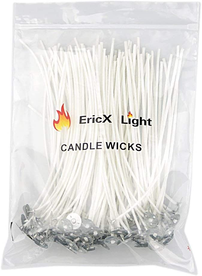 EricX Light 100 Piece Cotton Candle Wick 6″ Pre-Waxed for Candle Making,Candle DIY
